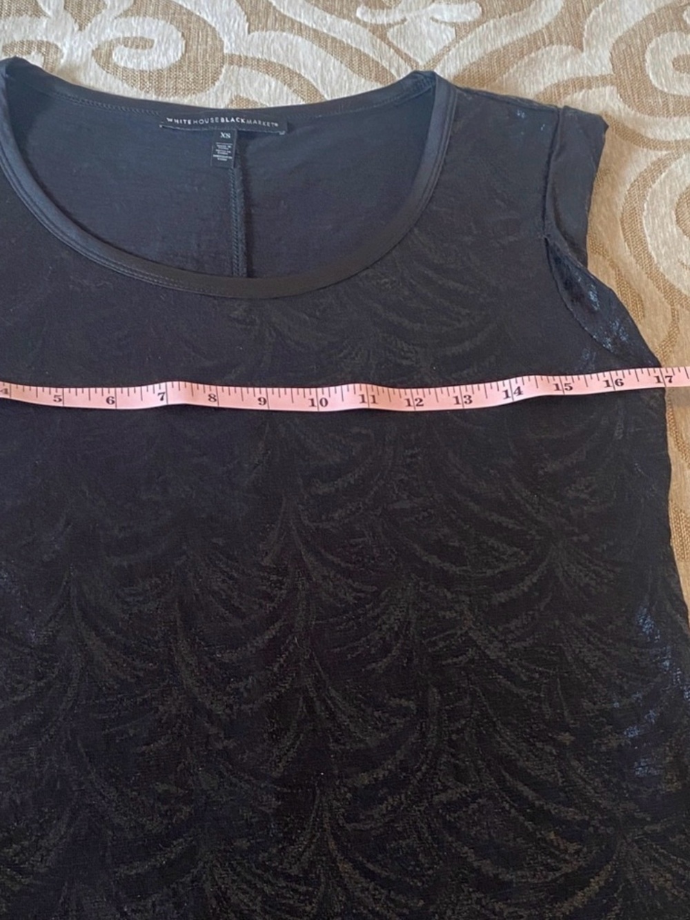 WHBM Black Shimmer Textured Cap Sleeve Top XS - Picture 6 of 8